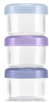 Ello Color Lock 3-Pack 4oz Reusable Glass Condiment Containers with Screw-on Leak-Proof Lid, Perfect for Salad Dressing Sauce Dips, Lunchbox Picnic, BPA-Free, Purple Rain