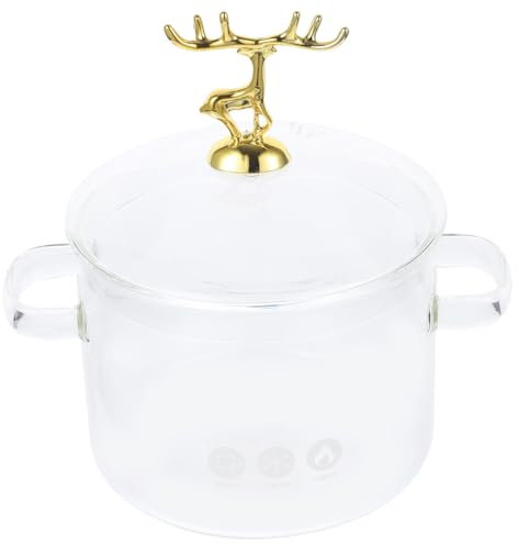 OKUMEYR Pentola Per Zuppa in Vetro Borosilicato Trasparente Con Doppio Manico e Coperchio, Pentola Per Cucinare Stufati e Noodles, Resistente Al Calore Per Uso Domestico in Cucina