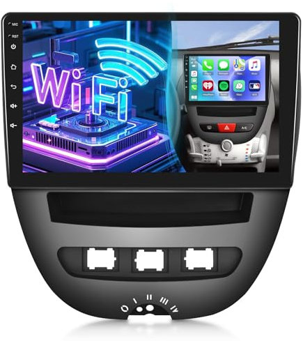 [2+64G] Android 13 Autoradio für Peugeot 107 / Citroen C1 / Toyota Aygo 2005-2014 mit Wireless Carplay & Android Auto - 10.1 Zoll Touchscreen Autoradio mit WiFi GPS DSP SWC + AHD Rückfahrkamera