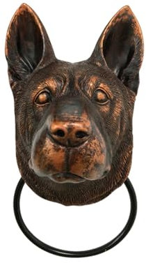 Klopfer Türgriff Vintage Türklopfer aus Kunstharz, Fledermaus-Hundekopf, dekorativer Türklopfer, kreativer Türgriff, Riegel, antikes Tor, verzierte Tiere, Heimdekoration Türklopfer(Wolf dog)