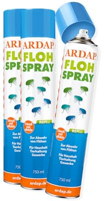 ARDAP Repell Flohspray für Wohnung und Möbel 3 x 750ml - Alternative zum ARDAP Fogger gegen Flöhe/Floh Fogger - Flohmittel für Wohnung - Umgebungsspray Flöhe - Wirkt schnell (PT19)