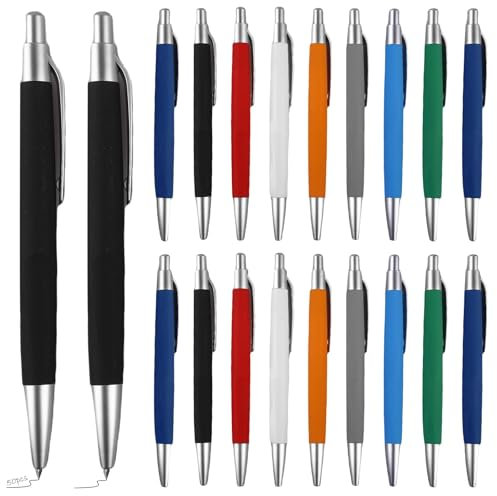 GOMETY 50 Stück Ergonomische Kugelschreiber, Premium Kugelschreiber Set Rutschfester Griffzone Einfaches Schreiben Kulli für Büro, Haushalt Kulis Schwarze Tinte, Mehrfarbig Gehäuse Zufällige Farbe