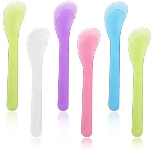Lot de 6 spatules cosmétiques de couleur crème - Spatules de masque - Spatules de lotion cosmétique - Spatules cosmétiques en plastique - Spatules cosmétiques - Spatules cosmétiques - Grand