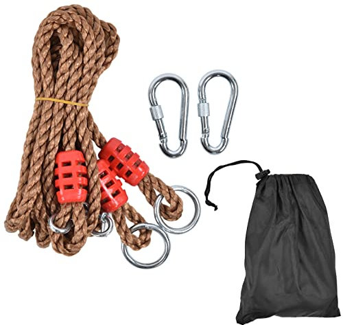 ANKROYU Premium Swing Extension Rope Heavy Duty 6 Strand PE Metal Hammock Hanging Strap with Connector Buckles Storage Bag 1.89m Length for Outdoor Garden Tree Swings Kids Play
