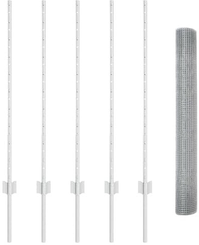 vidaXL Verzinkter Stahldrahtzaun-Set | UV-beständiger Metallzaun für draußen, 5 Panels und Pfosten inklusive, modernes und langlebiges Design für Garten oder Tierhaltung, ideal für Terrassenumzäunung