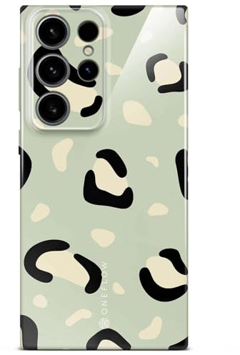 ONEFLOW für Samsung Galaxy S24 Ultra Hülle mit Design Muster, Designer Case Handy Schutzhülle mit Kameraschutz, Hardcase Bedruckt dünne Handyhülle, Splash Cover, Mint Grün Leo Print