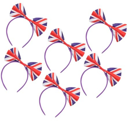 Healvian 6pièces Bandeau pour Supporter de Football Serre-tête Union Jack Accessoires pour Cheveux Drapeau National Bandeau avec Nœud Noeud Couvre-chef Drapeau Britannique