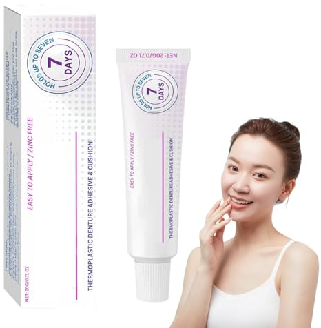 Dental Adhesive 20g, Adhérence Prothèse Longue Durée, Colle Adhésif pour Dentier, Gel Adhésif pour Prothèses Dentaires, Colle Dentaire Extra Forte Thermoplastique Pour Prothèses Dentaires