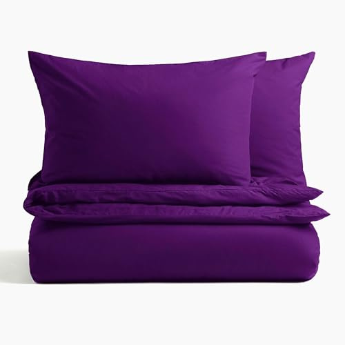 MAGNA COLLECTION King Size Duvet Cover Set - Hotel Quality King Size Bedding Set (230x220cm) with Matching Pillowcases - Soft Brushed Microfibre Polyester Duvet Cover (Purple, King)