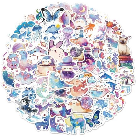 Aribliseza Cute Animal Stickers, 100 Stück, Kawaii Regenbogen Tier Sticker Set für Kinder, Wasserdichte Vinylaufkleber, Cartoon Tiere für Wasserflasche, Laptop, Gepäck und mehr