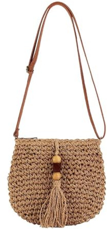 MIFKLMV Straw Bag for Women, Beach Bag Women Summer Crossbody Bag Bohemian Shoulder Bag Woven Crochet Handbag for Summer Beach Travel