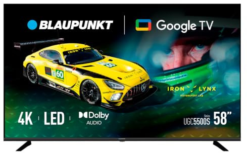 BLAUPUNKT Smart TV 58 4K Ultra HD LED, Negro, 58UGC5500S | Google TV con WiFi 2T2R, Bluetooth 5.1, HDR, 3×HDMI, 2×USB