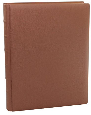 Gästebuch braunes genarbtes Leder mit Goldschnittblock