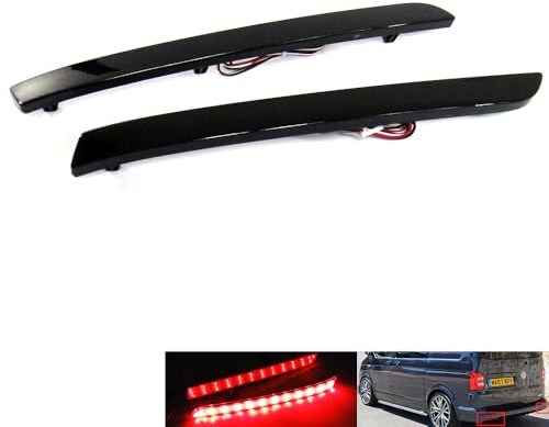 RZG 2x Black Smoked Lens Rear Bumper Reflector LED Fog Tail Stop Light For 2012-16 Transporter T5 Caravelle Multivan