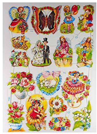 Glanzbilder EF 7003 Hochzeit Hase Blume Oblate Posiebilder Scrapbook Deko GWI 632