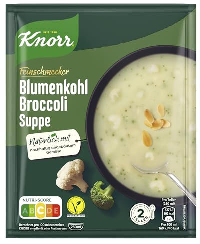 Knorr Feinschmecker Suppe Blumenkohl Broccoli leckere Gemüsesuppe mit nachhaltig angebautem Gemüse 13x 2 Portionen