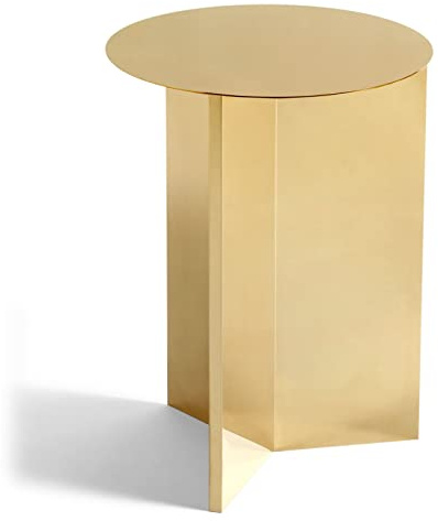 Hay Slit Table Round High Beistelltisch Hoch aus Pulverbeschichtetem Stahl in der Farbe Messing, Maße: 47cm x 35cm, 102482-7009000
