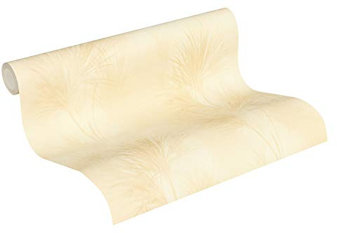 A.S. Création Vliestapete Exotic Life Tapete mit Palmenblättern 10, 05 M x 0, 53 M Gelb Made in Germany 372752 37275-2