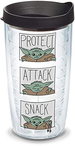 Tervis Prodotto negli Stati Uniti a doppia parete Star Wars: la tazza isolata Mandalorian Protect Attack Snack mantiene le bevande fredde e calde, 453,6 g, trasparente