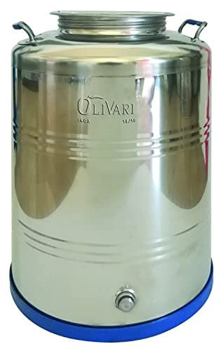 Contenitore fusto bidone per olio in acciaio inox 50 litri Olivari Blindo