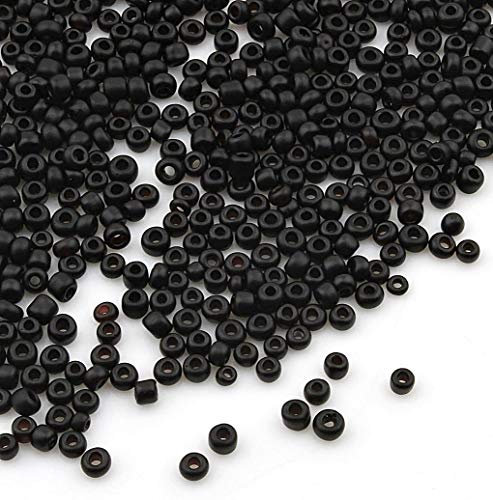 3.300 unidades de cuentas de cristal opaco, 3 mm, mate, 8/0, perlas Pony, perlas opacas ahumadas, color a elegir (negro mate)