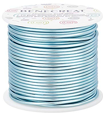 BENECREAT 30m 2mm Filo Metallico Resistente All'appannamento per Gioielli Filo Metallico Pieghevole in Alluminio per Lavorazione di Gioielli, Azzurro