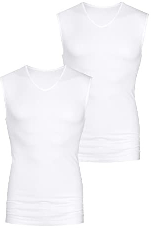 Mey 2er Pack Herren Muskel-Shirt – Tank Top – V-Ausschnitt – Unterhemd ohne Arm – Bi-elastisch – Kühlender Effekt – 46037-P2 Dry Cotton