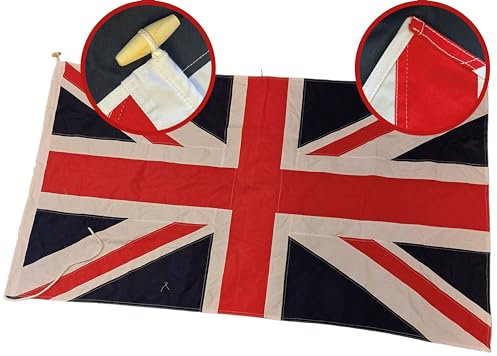 NWFlags Sewn Union Jack Flag | 5ft x 3ft Rope & Toggle | 5x3 Stitched Union Flag