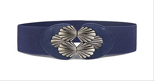 XRHYJK Gürtel für Damen Kleid Kummerbund Für Damen Kummerbund Damen Schwarz Breiter Riemen Silberne Schnalle Elastisches Band Modischer Bund Für Kleid Dunkelblaue Farbe