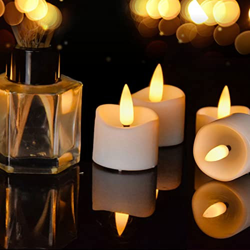 HoneTeek Tea Lights Battery Operated with Timer, 12Pcs Electric Flickering Led Tealight Candles, Flickering Flameless Candles for Christmas, Home Decor & Seasonal Celebration(Warm White)