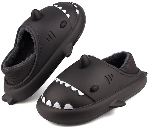 Lanivic Ciabatte Squalo Donna Uomo Impermeabile Invernali Pantofole Peluche Adulto Scarpe Interno E da Esterno Grigio EU 35 36