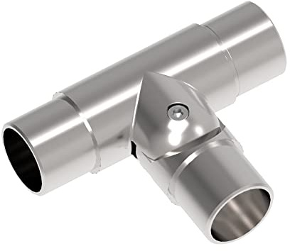 Sellon24® Edelstahl T-Stück Gelenk Steckfitting Ø42,4 Verbinder Handlaufhalter Geländer Rohrverbinder Handlaufträger mit Gelenk verstellbar Verbindungsstück Pfosten Rohr Rundrohr Handlauf Gelaender