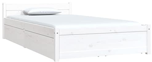 vidaXL Bett mit Schubladen Holzbett Massivholzbett Einzelbett Bettgestell Bettrahmen Schlafzimmerbett Schlafzimmermöbel Weiß 90x200cm