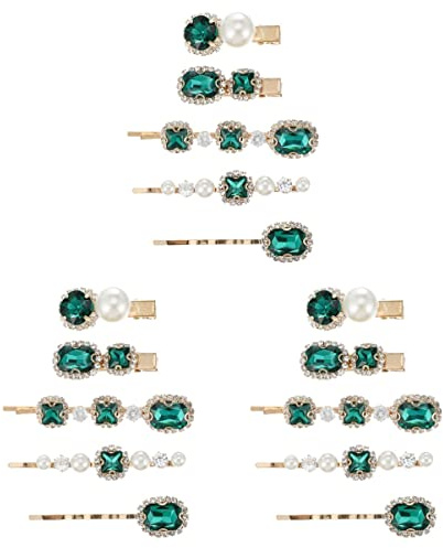 LALAFINA 3sätze Retro Grüner Haarklammer Für Damen Teiliges Rutschfestes Haaraccessoire Für Hochzeiten Und Besondere Anlässe Elegante Haarspangen Mit Strass Und Perlen Für Jeden Look