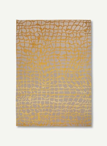 Louis de Poortere DEDALO Design – MAD Men Contemporary Teppich – Hergestellt in Belgien – Handarbeit – Natürliche Rutschfestigkeit – 100% Polyester – Gelber Skarabäus – 200 x 280 cm