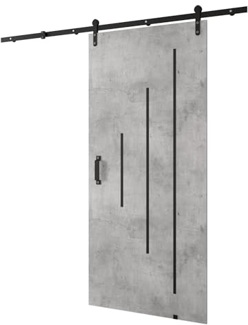 KRYSPOL Schiebetürsystem LOFTIKO Y Komplett-Set für Schiebetüren, Trennwände Innentüren (Beton)