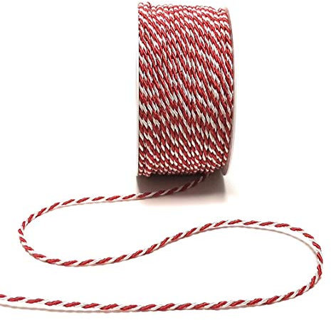 s.dekoda Kordel 50m x 2mm zweifarbig Rot - Weiß Drehkordel Dekoband Kordelband Kordelschnur