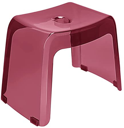 JTBDWOSK Acryl Transparente Badezimmerhocker, Japanisch Verdickt Bad Hocker Kunststoff Belastbar bis 130 Kg für Die Dusche Geeignet Rutschsicher mit Gummifüßen,Rosa