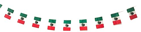 Bandera de México 40 unidades bandera de México, guirnalda México 11.4M, banderines México, bandera Nacional México 14 x 21 cm para Decoraciones de Bares de Jardín