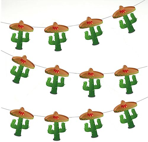 AK Giftshop Cactus Bunting Party Decorations - 12pcs / 2.5m Ribbon