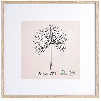 LYYYYX Bilderrahmen 25x25cm mit Passepartout Fotorahmen Holz mit Acrylglas zum Senkrechten Oder Waagerechten Aufhängen Bilderrahmen für Fotos, Poster, Puzzles/1er Set