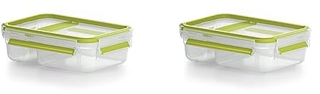 Emsa 518103 Clip & Go Yoghurtbox | 0,6 L | Mit Knick-Ecke | To Go | 100% dicht | Frische Dichtung (Packung mit 2)