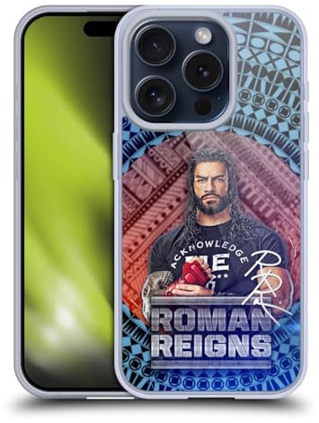 Head Case Designs Offizielle WWE Stammesmuster Roman Reigns Gelhülle [Militärischer Schutzgrad] Kompatibel Mit Apple iPhone 15 Pro Und Kompatibel Mit MagSafe