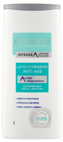 CLINIANS | Intense A Lifting Leche Limpiadora Antiarrugas, Dermatológicamente Testado, Hidrata y protege la piel, Made in Italy, 200 ml