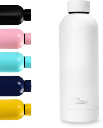 Gourde isotherme 500ml - Otto Koning - Bouteille d'eau Isotherme conserve les boissons froides pendant 24 heures et les boissons chaudes pendant 12 heures. Gourde isotherme étanche sans BPA.