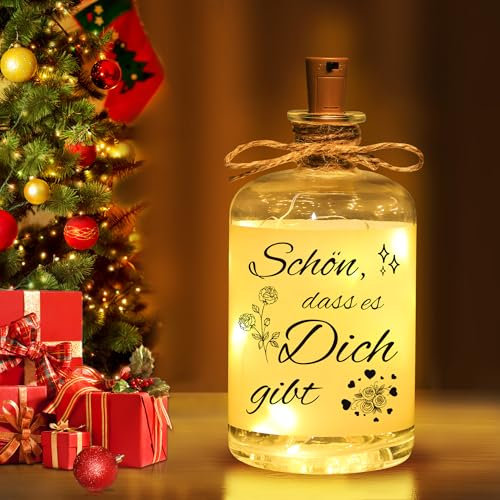 Linkax Geburtstag Geschenke für Frauen Freundin Frau, Geburtstagsgeschenk für Frauen Mama Oma Schwester, LED Flaschenlicht mit Spruch-Schön, dass es Dich gibt, Dankeschön Geschenk Rituals Geschenkset