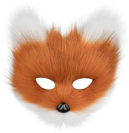 hbbhml Fuchs Katze Maske Wolf Kunstfell Flauschige Tier Cosplay Kostüme Gesichtsmasken für Maskerade Weihnachten Halloween Karneval