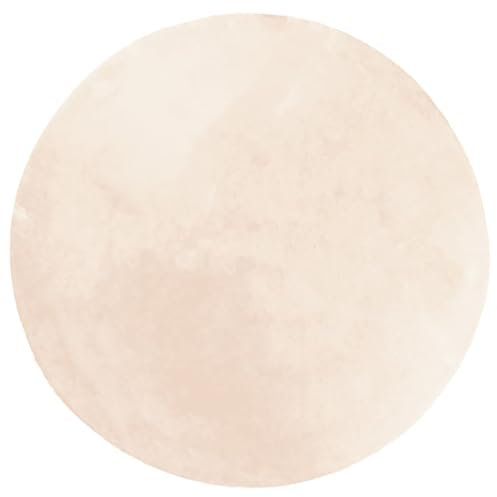 vidaXL Teppich, Wohnzimmerteppich Kurzflor Weich Waschbar, Moderner Teppich Rund für Wohnzimmer Schlafzimmer, Flauschig Einfarbig rutschfest, Beige Ø 100cm