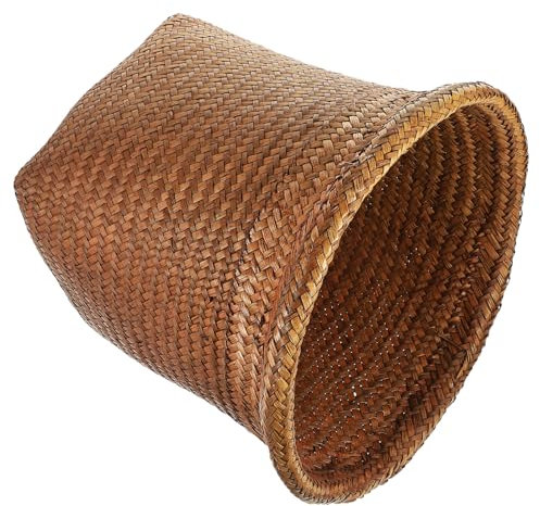 WRITWAA Straw Waste Basket, Wicker Woven Trash Can 30cm Seagrass Garbage Bin Small Round Wastebasket Pen Pencil Cup Plant Pot Laundry Hamper for Home Office
