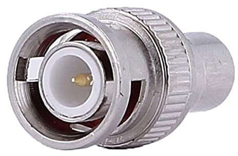 Conector RF Coaxial Tipo BNC Macho a RCA Hembra CCTV Metálico Plata